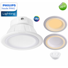 Đèn downlight âm trần Led thông minh Philips Smalu 59062 9W điều khiển từ xa bằng Remote 3 chế độ và 3 màu sáng